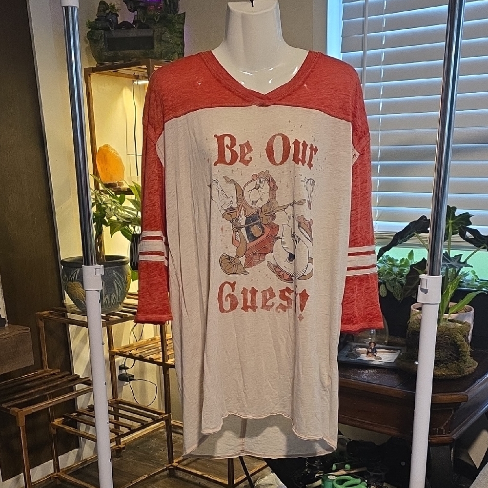 Red and White 'Be Our Guest' Graphic Tee